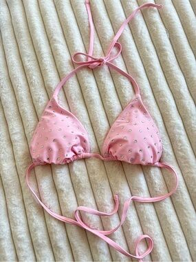 Wild Fable Pink Rhinestone Triangle Bikini Top